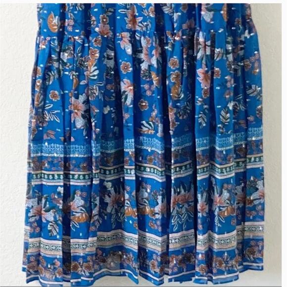 Veronica Beard Sama Silk Maxi Dress 4 Paisley Floral Blue Boho Romantic Western - Picture 6 of 11